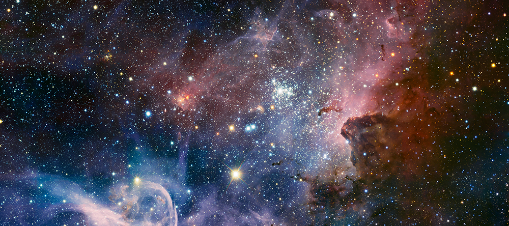 Rymdbild från European Space Observatory på stjärnor och galaxer. 