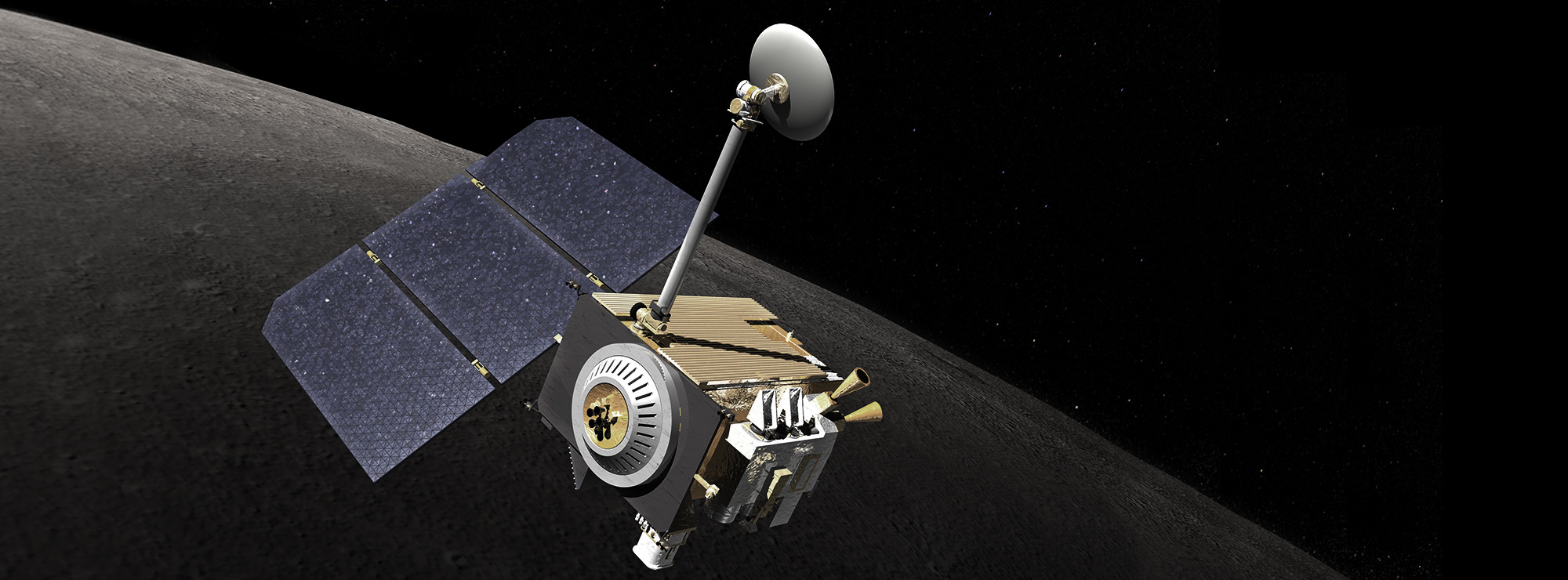 Lunar Reconnaissance Orbiter above the Moon.  Image: NASA - lunar.gsfc.nasa.gov